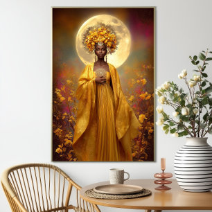 Oshun Print Luxus Afro Mystical Yellow Floral Art Poster