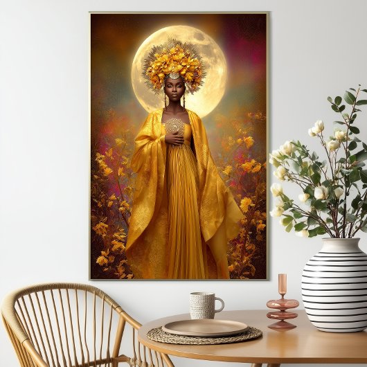 Oshun Print Luxus Afro Mystical Yellow Floral Art Poster