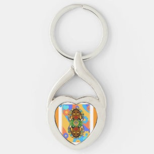 Oshun Retro Veve Florale Spielkarte Schlüsselanhänger