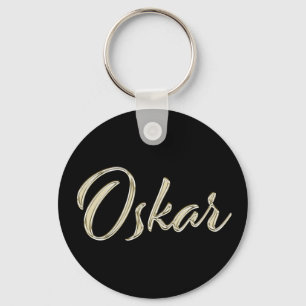 Oskar Name Weißgold Button Schlüsselanhänger