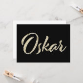 Oskar Name white gold Handwriting Karte (Vorderseite/Rückseite Beispiel)