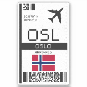OSL Oslo, Norwegen Boarding Pass - Flugticket Aufkleber