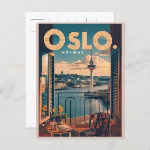 Oslo Balkon Aussicht Norwegen Vintag und Geschenke Postkarte