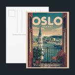 Oslo Balkon Aussicht Norwegen Vintag und Geschenke Postkarte<br><div class="desc">Oslo ist die Hauptstadt Norwegens, bekannt für ihre schönen Fjorde, die Wikingergeschichte und moderne Gebäude wie die Oper. Es ist ein Ort, wo man Schlösser, Parks und viel Natur sehen kann. Passen Sie Geschenke über Oslo an, um sich an Ihren Besuch zu erinnern oder mit Freunden zu teilen! Machen Sie...</div>
