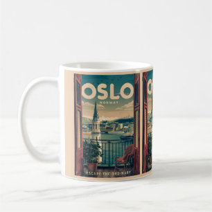 Oslo Balkonblick Norwegen Vintage und Geschenke Kaffeetasse