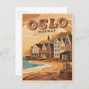 Oslo Beach Norwegen Vintage Souvenirs und Geschenk Postkarte