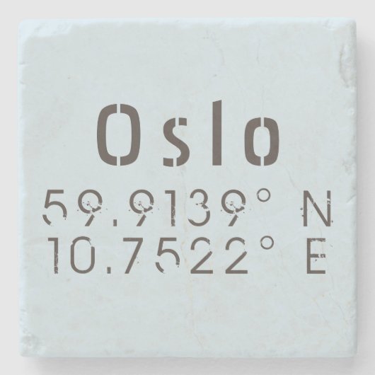 Oslo Breite Länge Steinuntersetzer (Vorderseite)
