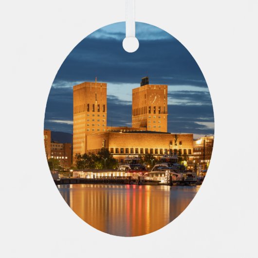 Oslo City Hall Norwegen Ornament Aus Metall (Rückseite)