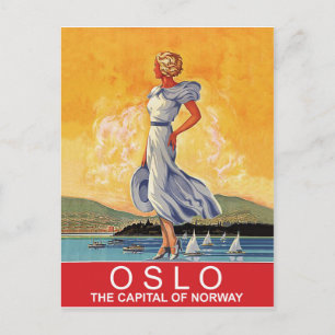 Oslo, die Hauptstadt Norwegen, Vintage-Reise Postkarte