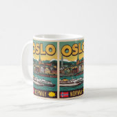 Oslo Fähren Norwegen Comic Souvenirs und Geschenke Kaffeetasse (Vorderseite Links)