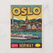 Oslo Fähren Norwegen Comic Souvenirs und Geschenke Postkarte (Vorderseite)