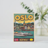 Oslo Fähren Norwegen Comic Souvenirs und Geschenke Postkarte (Stehend Vorderseite)