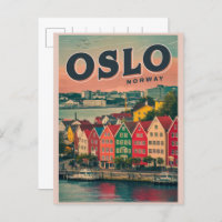 Oslo farbenfrohe Häuser Norwegen Vintag und Gesche