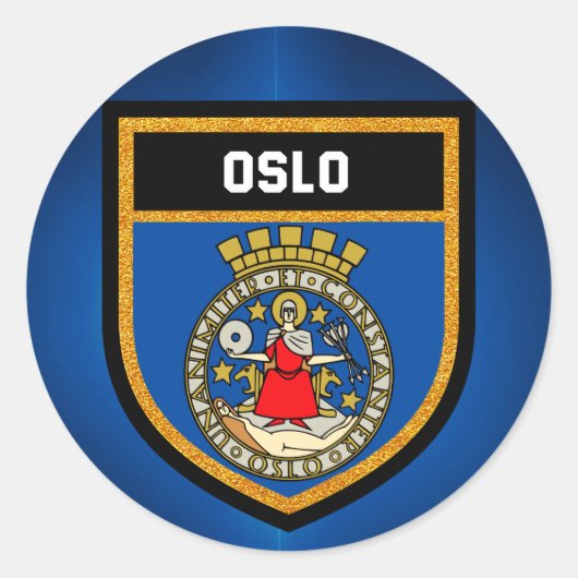 Oslo Flag Runder Aufkleber (Vorderseite)