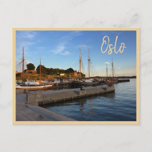 Oslo Hafen mit Text Postkarte (Vorderseite)