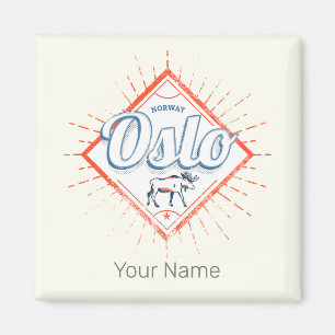 Oslo Hauptstadt Norwegen Retro Elch Vintage Souven Magnet