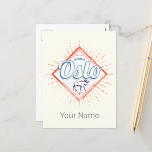 Oslo Hauptstadt Norwegen Retro Moose Vintag Souven Feiertagspostkarte