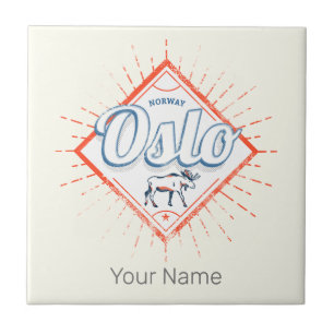 Oslo Hauptstadt Norwegen Retro Moose Vintag Souven Fliese
