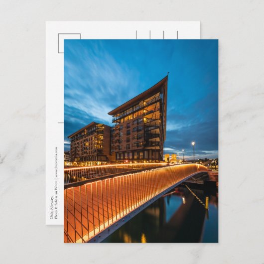 Oslo in der Nacht, Norwegen Postkarte (Vorne/Hinten)