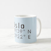 Oslo Latitude Longitude Kaffeetasse (VorderseiteRechts)