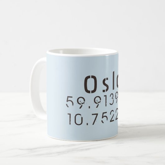 Oslo Latitude Longitude Kaffeetasse (Vorderseite Links)
