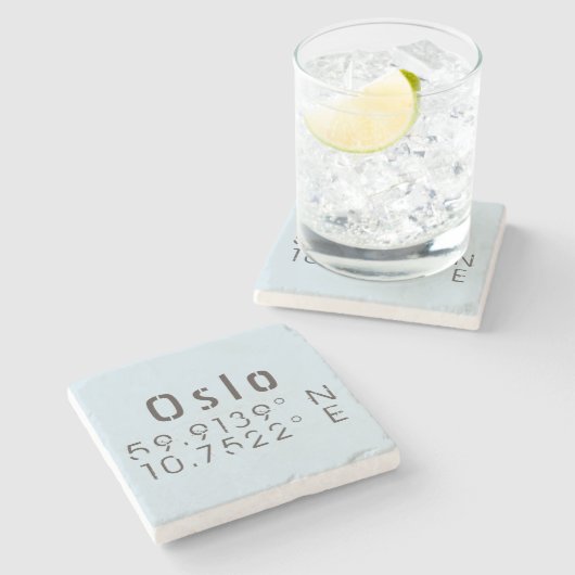 Oslo Latitude Longitude Steinuntersetzer (Seitenansicht)