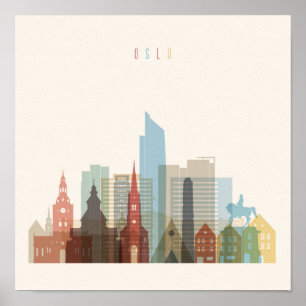 Oslo, Norway City Skyline Poster