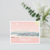 Oslo Norwegen Fjord Pastel Travel Postkarte (Stehend Vorderseite)