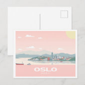 Oslo Norwegen Fjord Pastel Travel Postkarte (Vorne/Hinten)