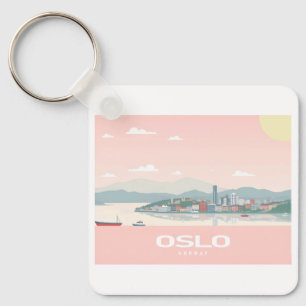 Oslo Norwegen Fjord Pastel Travel Schlüsselanhänger