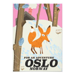 Oslo Norwegen Fuchs Vintage Reiseposter Fotodruck