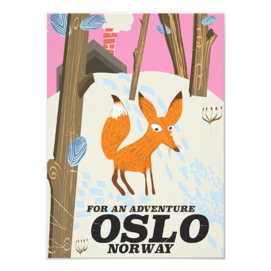 Oslo Norwegen Fuchs Vintage Reiseposter Fotodruck (Vorne)
