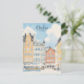 Oslo Norwegen Gouache Paint Illustration Travel Postkarte (Stehend Vorderseite)