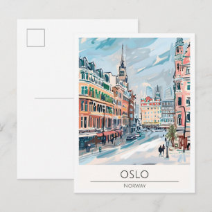 Oslo Norwegen Kunst Illustration Reise Postkarte