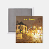 Oslo, Norwegen nachts Magnet (Vorderseite/Rückseite)