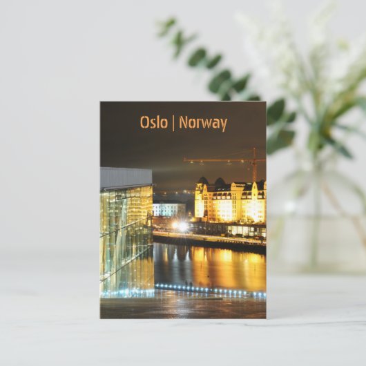 Oslo, Norwegen nachts Postkarte (Stehend Vorderseite)