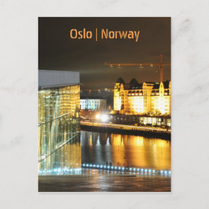 Oslo, Norwegen nachts Postkarte