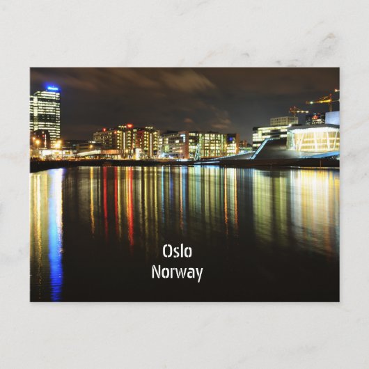 Oslo, Norwegen nachts Postkarte (Vorderseite)