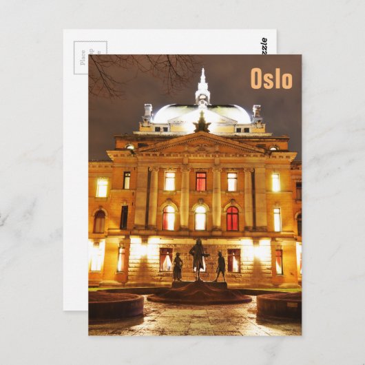 Oslo, Norwegen nachts Postkarte (Vorne/Hinten)