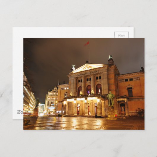 Oslo, Norwegen nachts Postkarte (Vorne/Hinten)