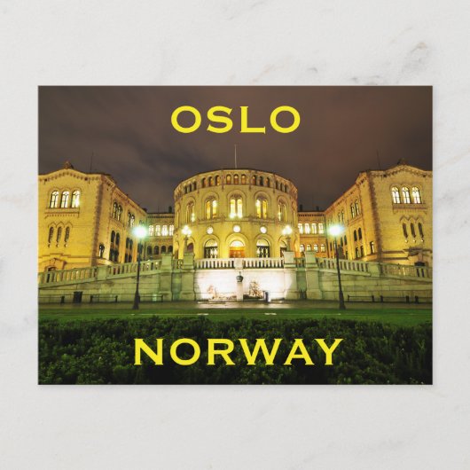 Oslo, Norwegen nachts Postkarte (Vorderseite)