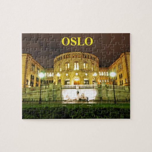Oslo, Norwegen nachts Puzzle (Horizontal)