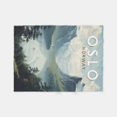 Oslo Norwegen Reisen Art Vintag Fleecedecke (Vorderseite (Horizontal))