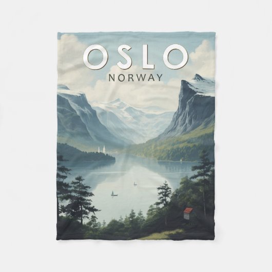 Oslo Norwegen Reisen Art Vintag Fleecedecke (Vorderseite)