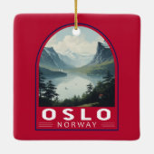 Oslo Norwegen Reisen Art Vintag Keramikornament (Rückseite)