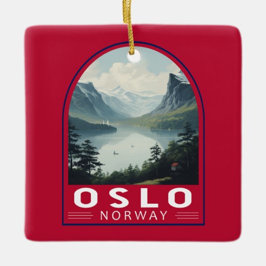 Oslo Norwegen Reisen Art Vintag Keramikornament (Vorderseite)