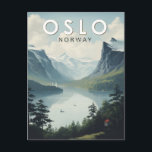 Oslo Norwegen Reisen Art Vintag Postkarte<br><div class="desc">Oslo Retro Vektor Reise Design. Oslo,  die Hauptstadt Norwegens,  liegt an der Südküste des Landes,  an der Spitze des Oslofjords.</div>