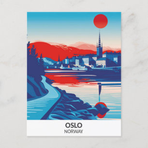 Oslo Norwegen Retro Artwork Travel Postkarte