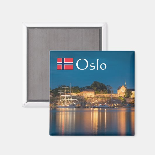 Oslo Norwegen Souvenir Magnet (Vorderseite/Rückseite)