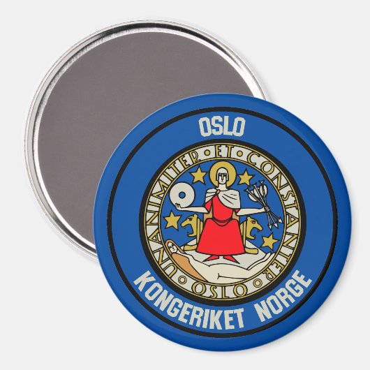 Oslo Round Emblem Magnet (Vorderseite/Rückseite)